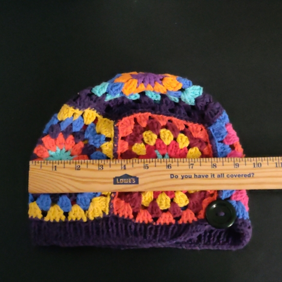 %100 Handmade  Granny Square Crochet 🧶 Colorful of Purple  Women's Beanie - Picture 9 of 15